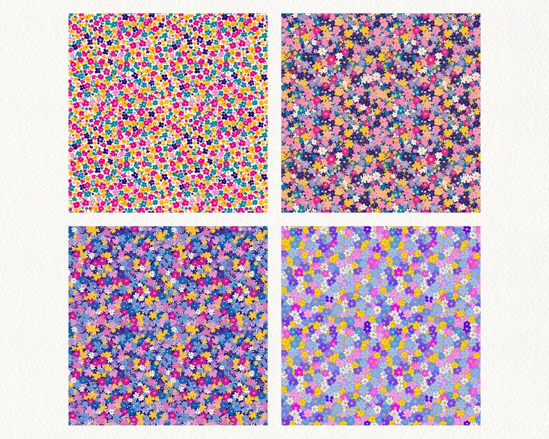Ditsy Floral Pattern Seamless Digital Papers - Printable Scrapbook ...