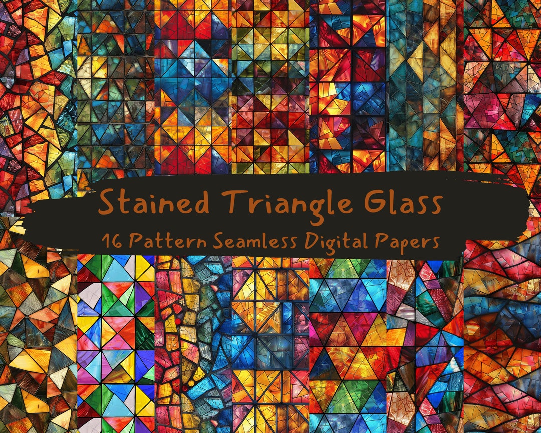 Stained Triangle Glass Pattern Seamless Digital Papers - Printable ...