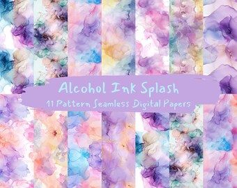 Papéis digitais sem costura com padrão de respingo de tinta de álcool - download instantâneo de papel para scrapbook imprimível para uso comercial, 300dpi