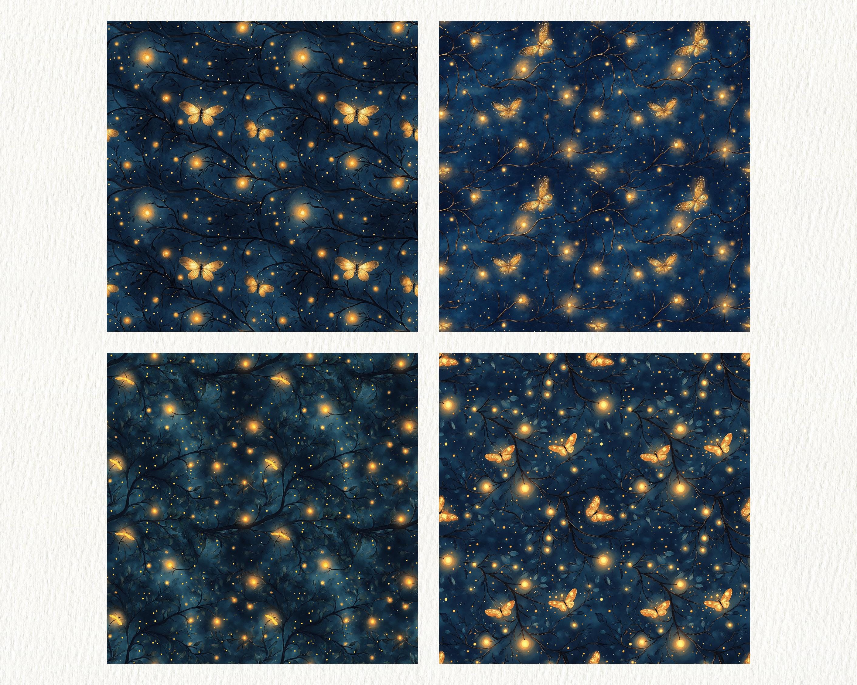 Paper Firefly Pattern Firefly Magic Pattern Seamless Digital Papers - Printable Scrapbook ...
