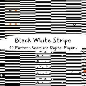 Black White Stripe Pattern Seamless Digital Papers - printable scrapbook paper png instant download commercial use 300dpi