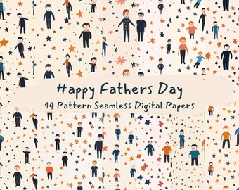 Carta digitale senza cuciture con motivo "Happy Father's Day" - carta per scrapbooking stampabile in formato PNG, download immediato, uso commerciale 300 dpi