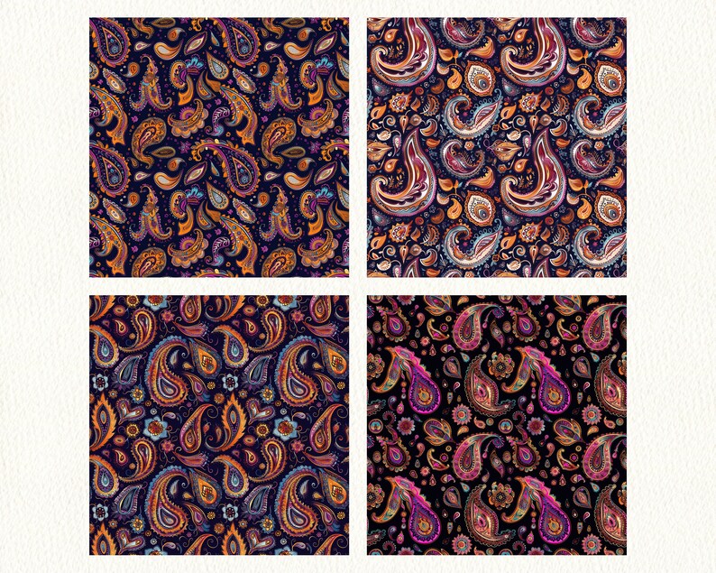 Paisley Bandana Pattern Seamless Digital Papers Printable Scrapbook ...