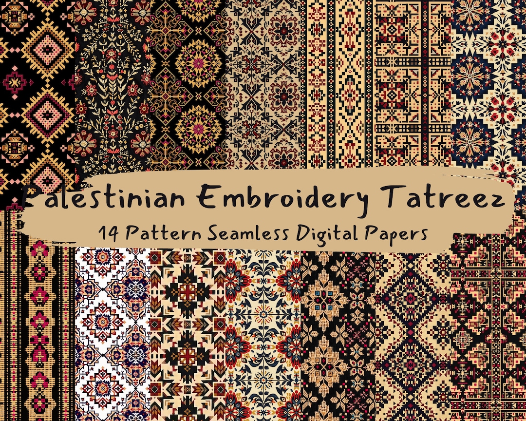 Simple Palestinian Patterns Palestinian Embroidery Tatreez Pattern Seamless Digital Papers ...