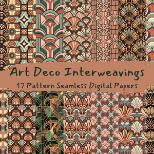 Art Deco Interweavings Pattern Seamless Digital Papers - carta per scrapbooking stampabile, download immediato, uso commerciale, 300 dpi