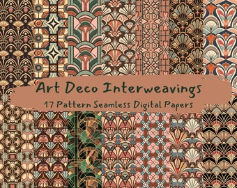 Art Deco Interweavings Pattern Seamless Digital Papers - printable scrapbook paper instant download, commercial use, 300dpi