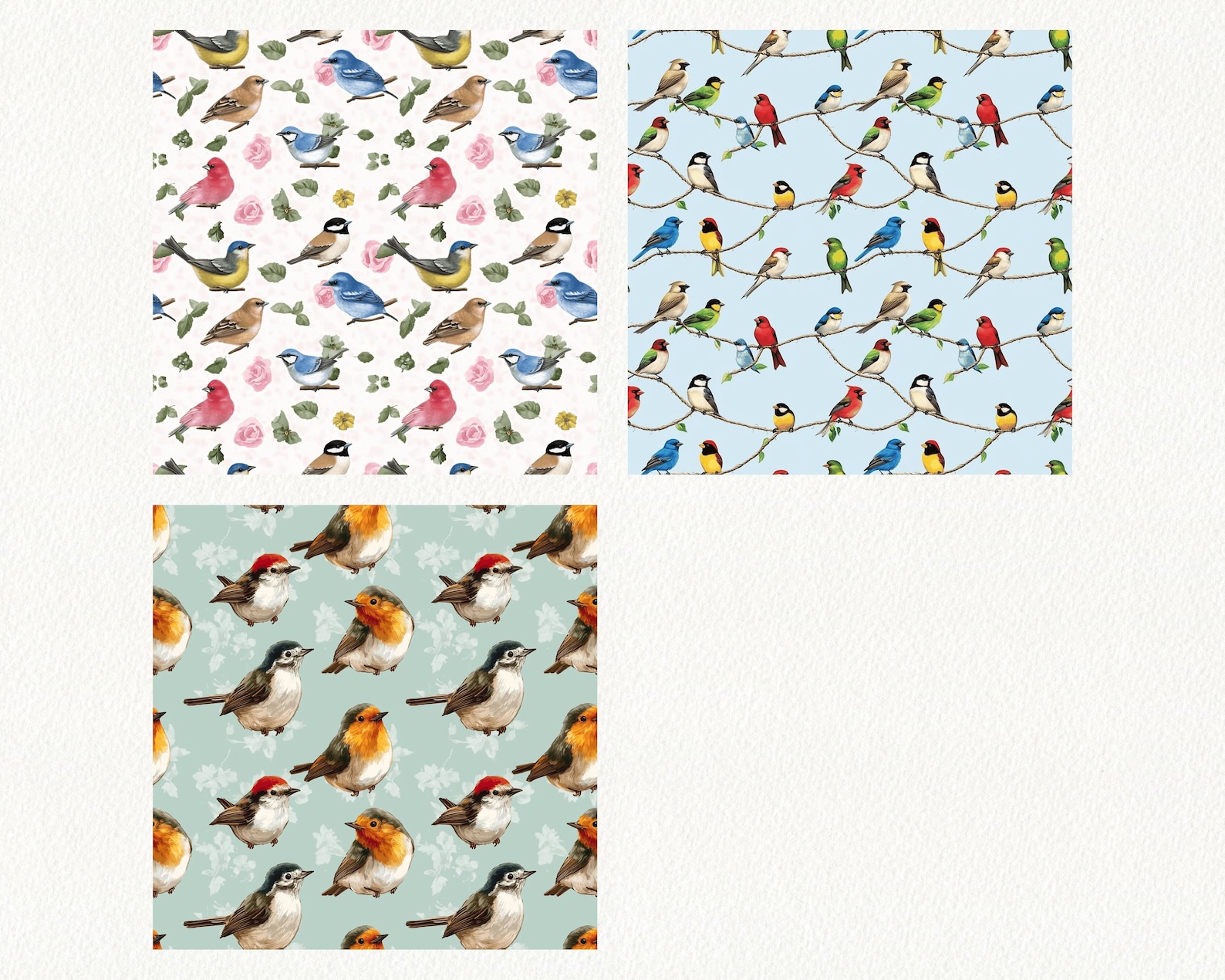 Song Birds Pattern Seamless Digital Papers - Printable Scrapbook Paper ...