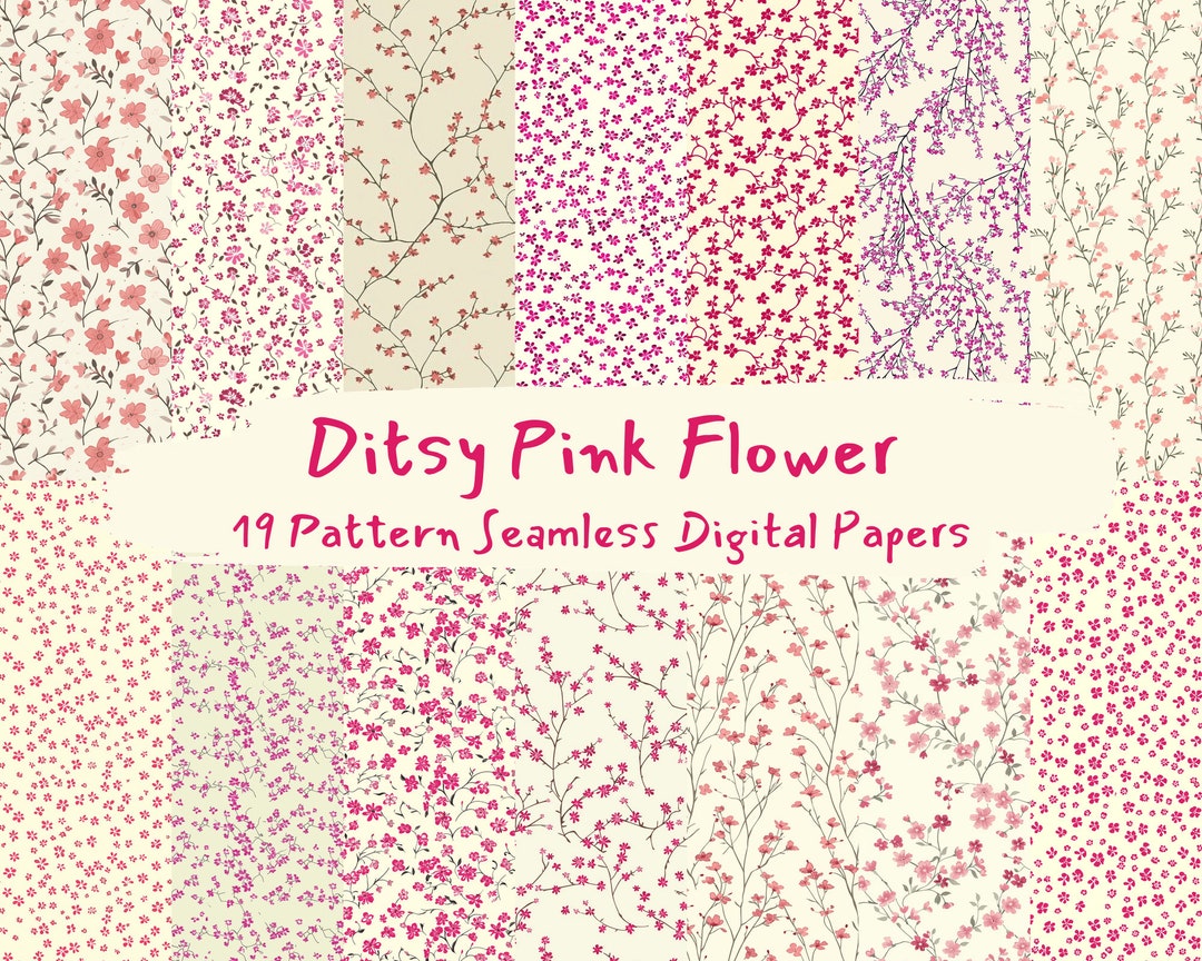 Ditsy Pink Flower Pattern Seamless Digital Papers - Printable Scrapbook ...