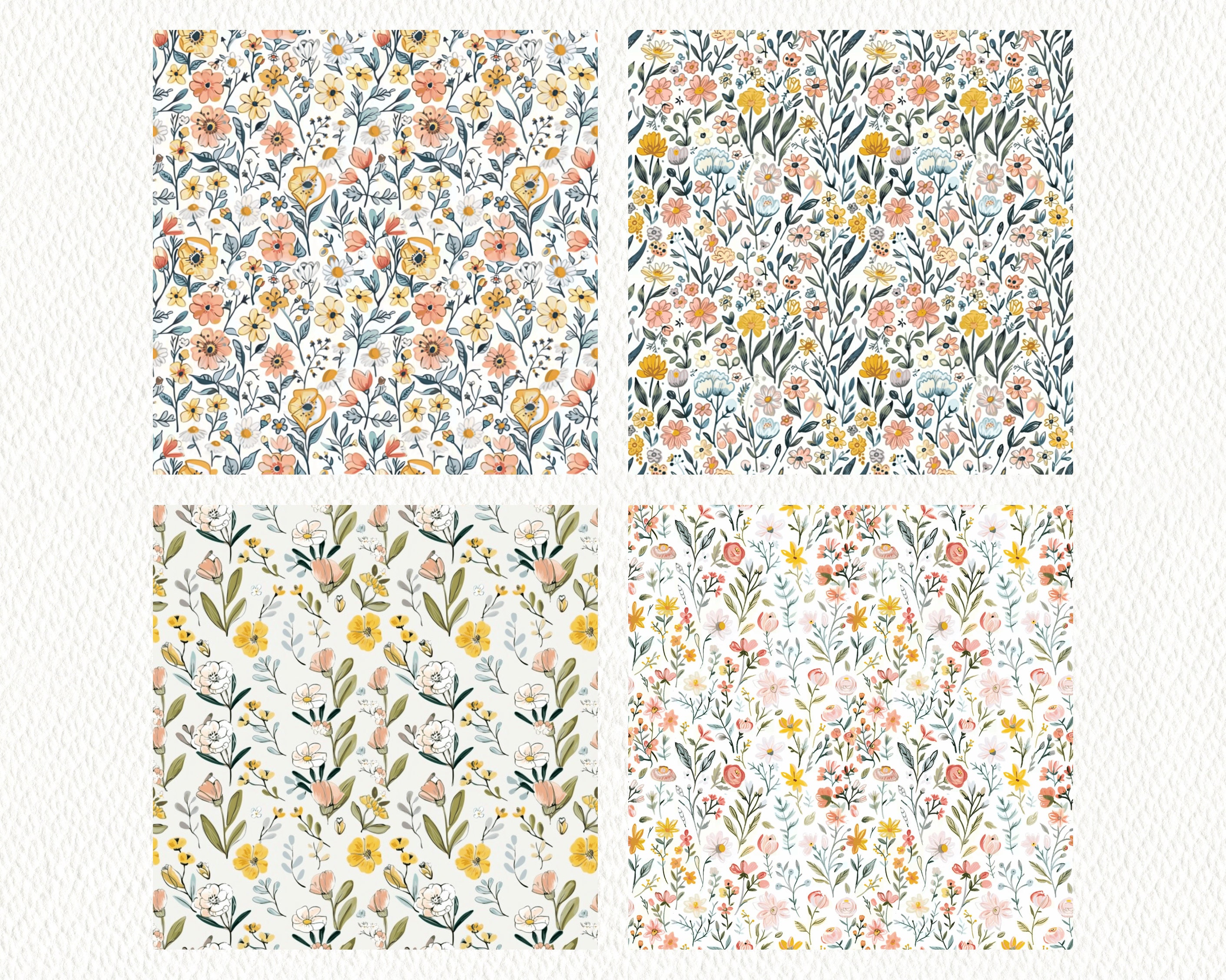 Dreamy Meadows Pattern Seamless Digital Papers - Printable Scrapbook ...