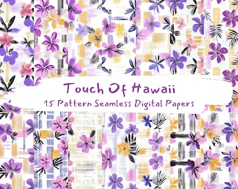 Touch Of Hawaii Pattern Seamless Digital Papers - printable scrapbook paper png instant download commercial use 300dpi