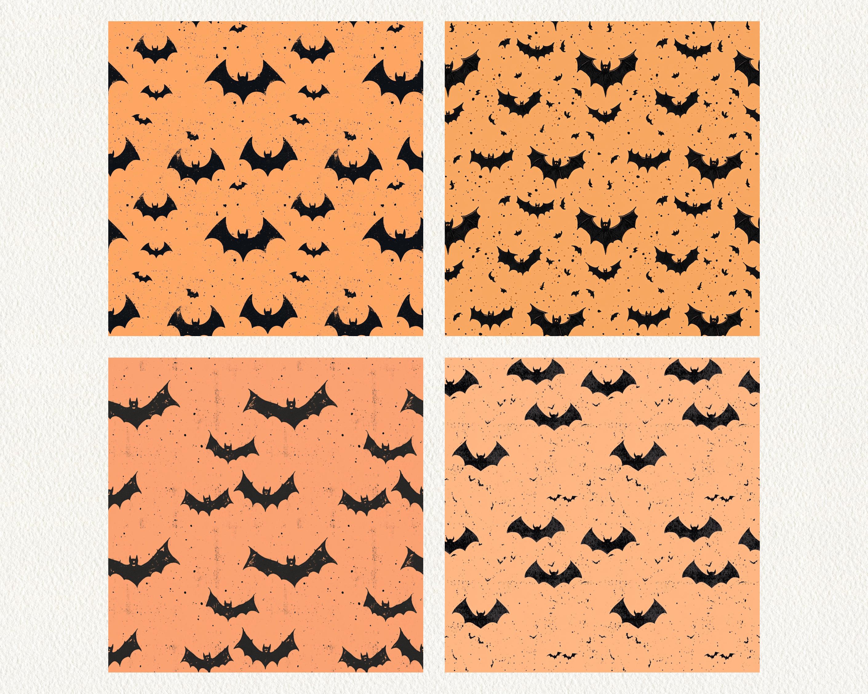 Halloween Bats Pattern Seamless Digital Papers - Printable Scrapbook ...