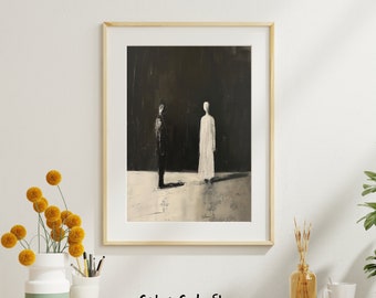 Arte de pared imprimible con siluetas románticas de amantes, descarga instantánea, abrazo nocturno estrellado, impresión digital para decoración del hogar.