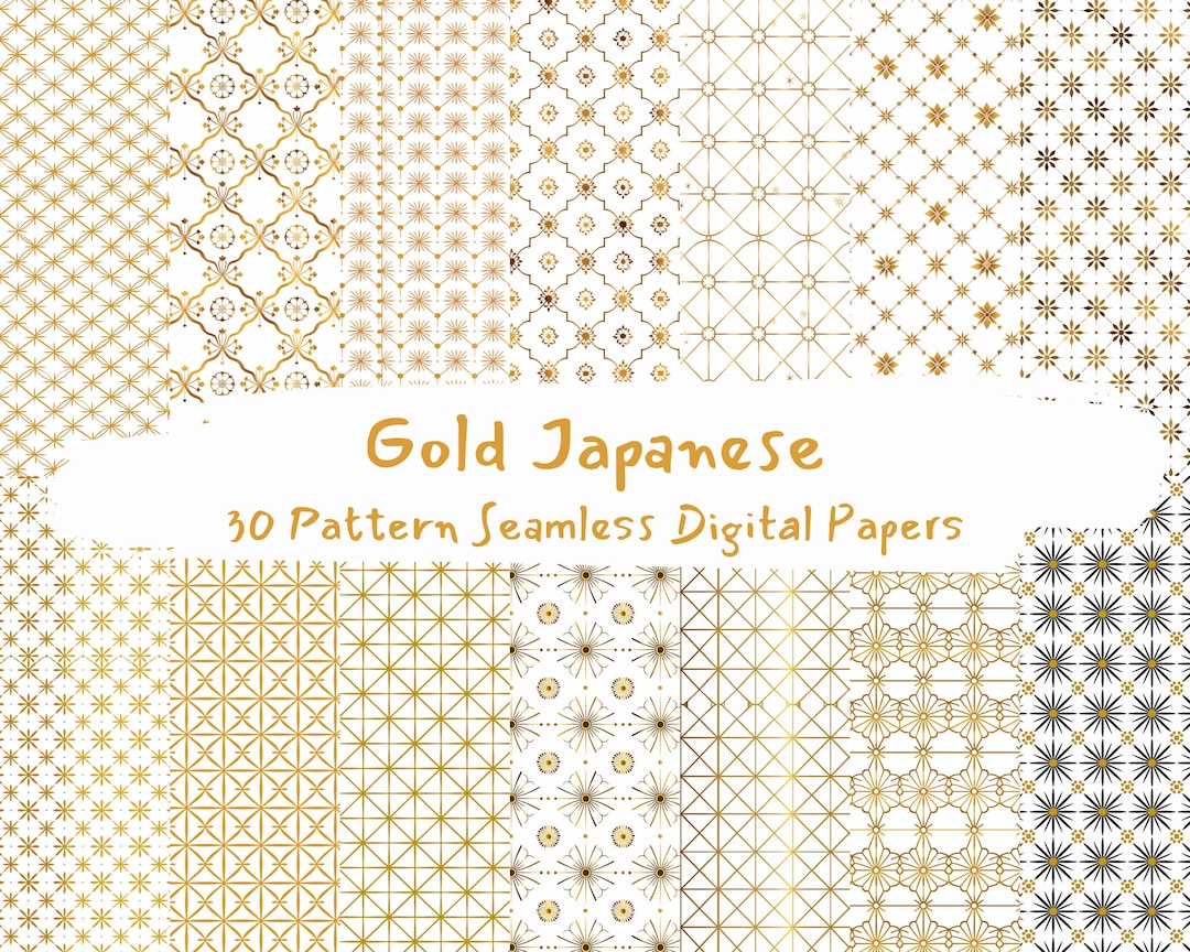 Gold Japanese Pattern Seamless Digital Papers - Printable Scrapbook ...