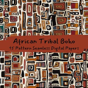 African Tribal Boho Pattern Seamless Digital Papers - printable scrapbook paper png instant download commercial use 300dpi