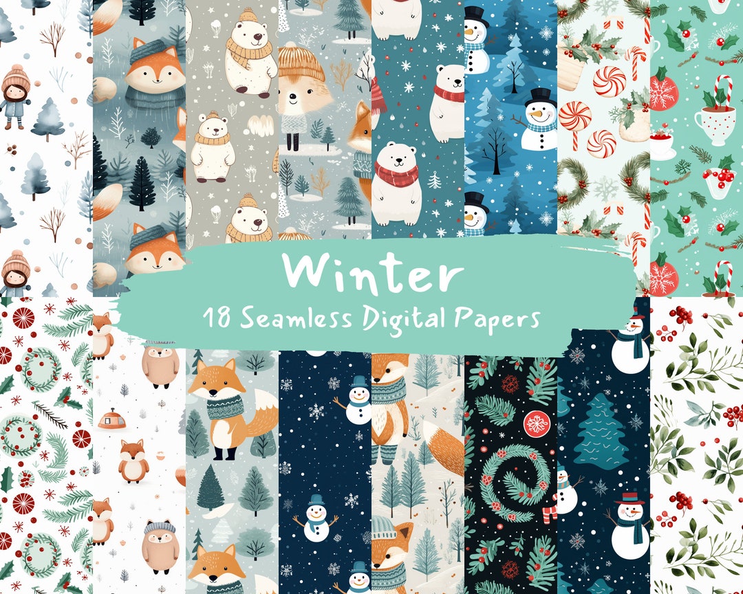 Winter Patterning Winter Season Pattern Seamless Printable Patterns, Instant Download ...