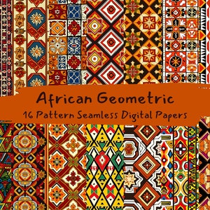 Afrikanische geometrische Muster nahtlose digitale Papiere - druckbares Scrapbook Papier, sofortiger Download, kommerzielle Nutzung, 300dpi