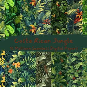 Costa Rican Jungle Pattern Seamless Digital Papers - Printable ...