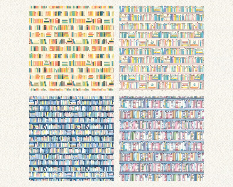 Comic Bookshelf Pattern Seamless Digital Papers - Printable Scrapbook ...