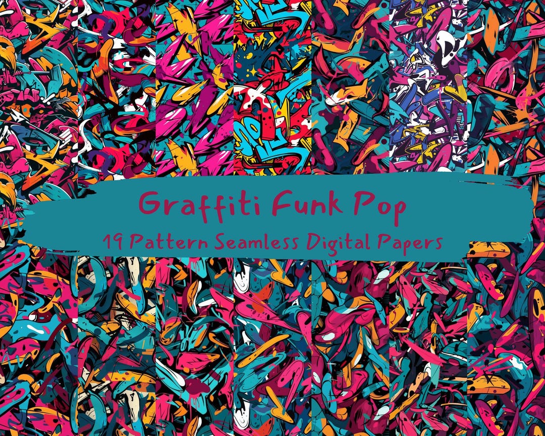 Graffiti Funk Pop Pattern Seamless Digital Papers Printable Scrapbook ...
