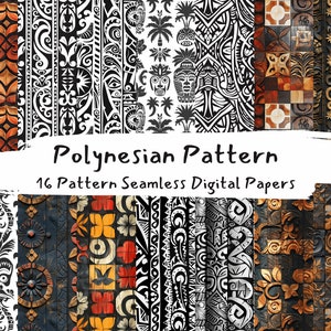 Polynesian Pattern Pattern Seamless Digital Papers - printable scrapbook paper instant download, commercial use, 300dpi