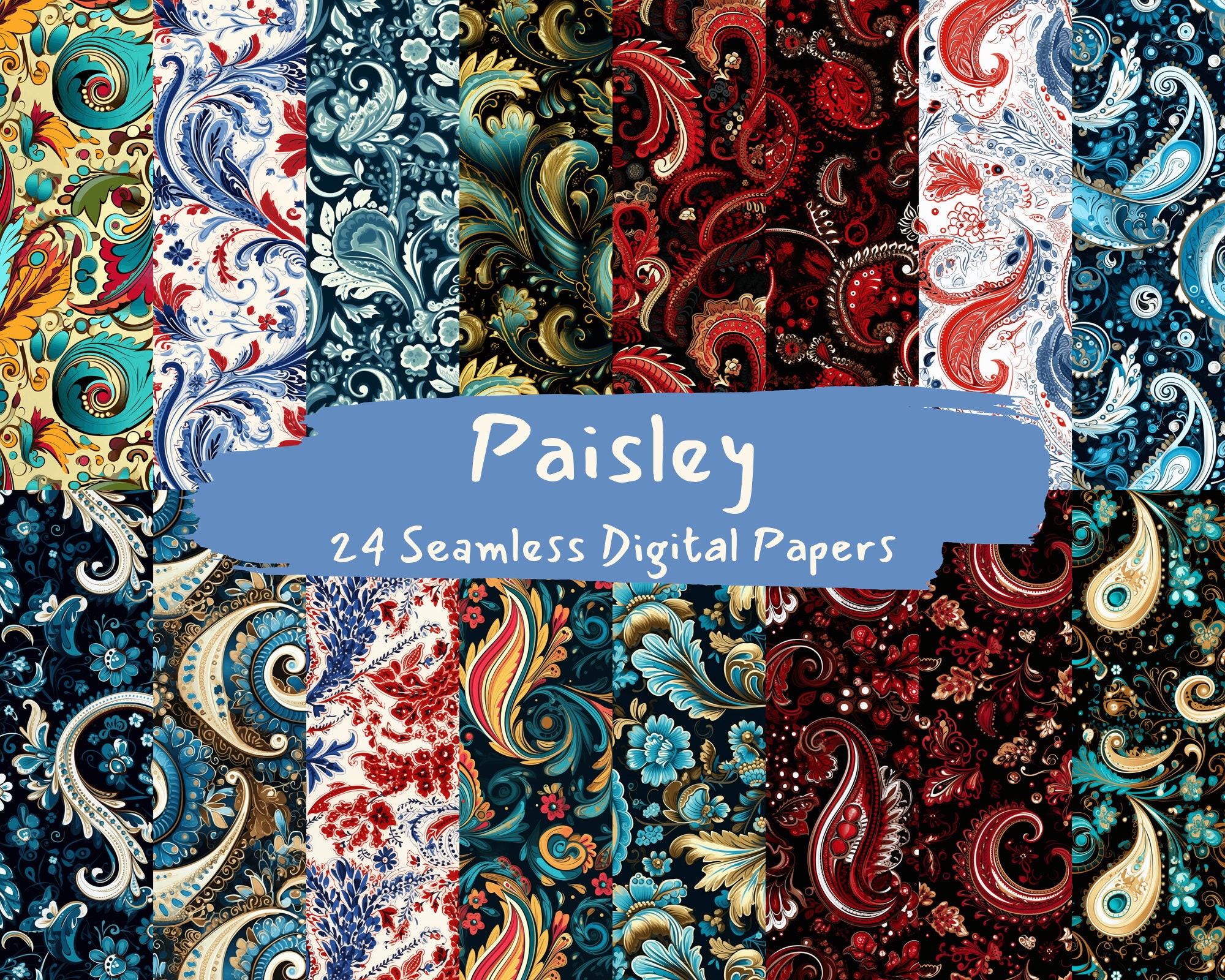 Paisley Pattern Seamless Digital Papers - Tile Patterns Printable Paper ...