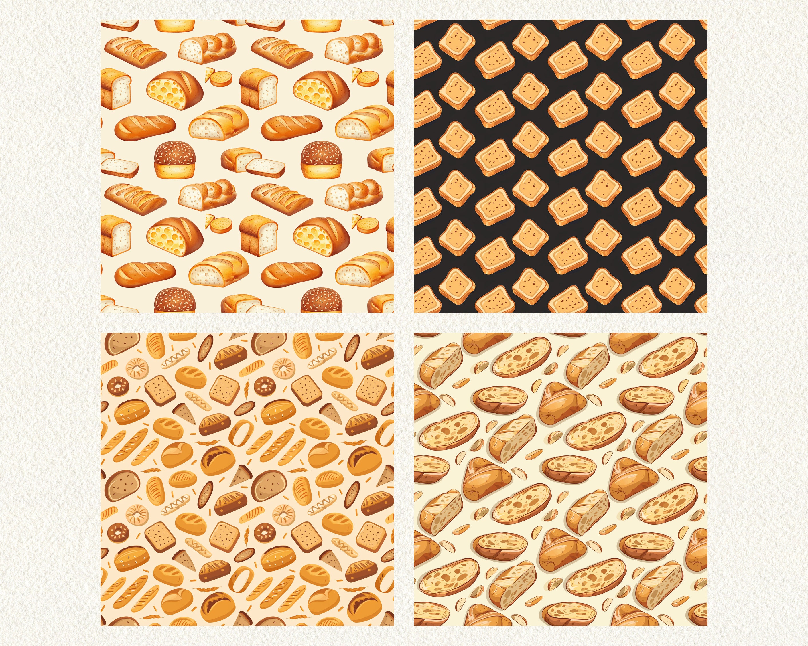 Bread Pattern Seamless Digital Papers Printable Scrapbook Paper Instant ...