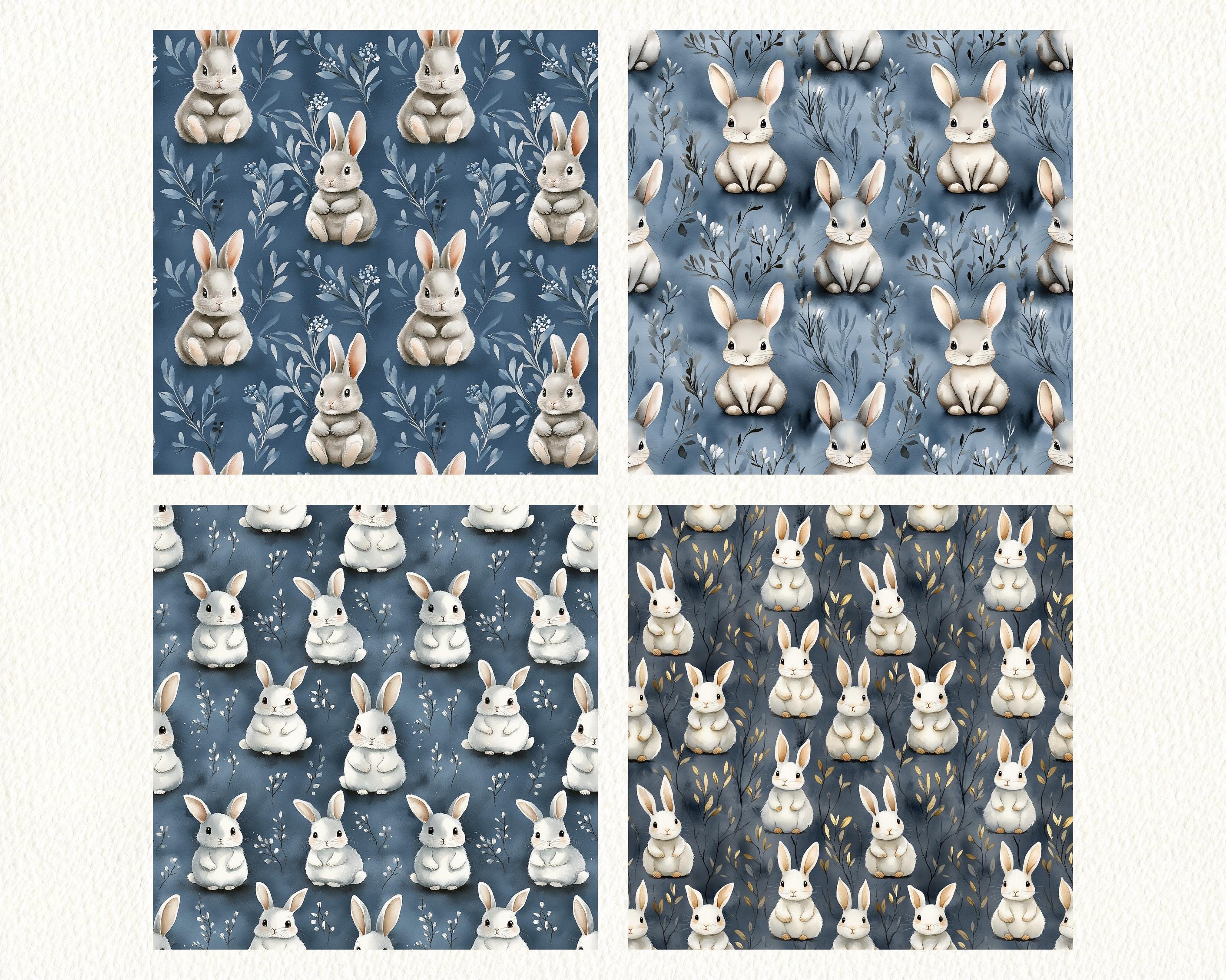 Watercolor Cute Bunny Pattern Seamless Digital Papers - Printable ...