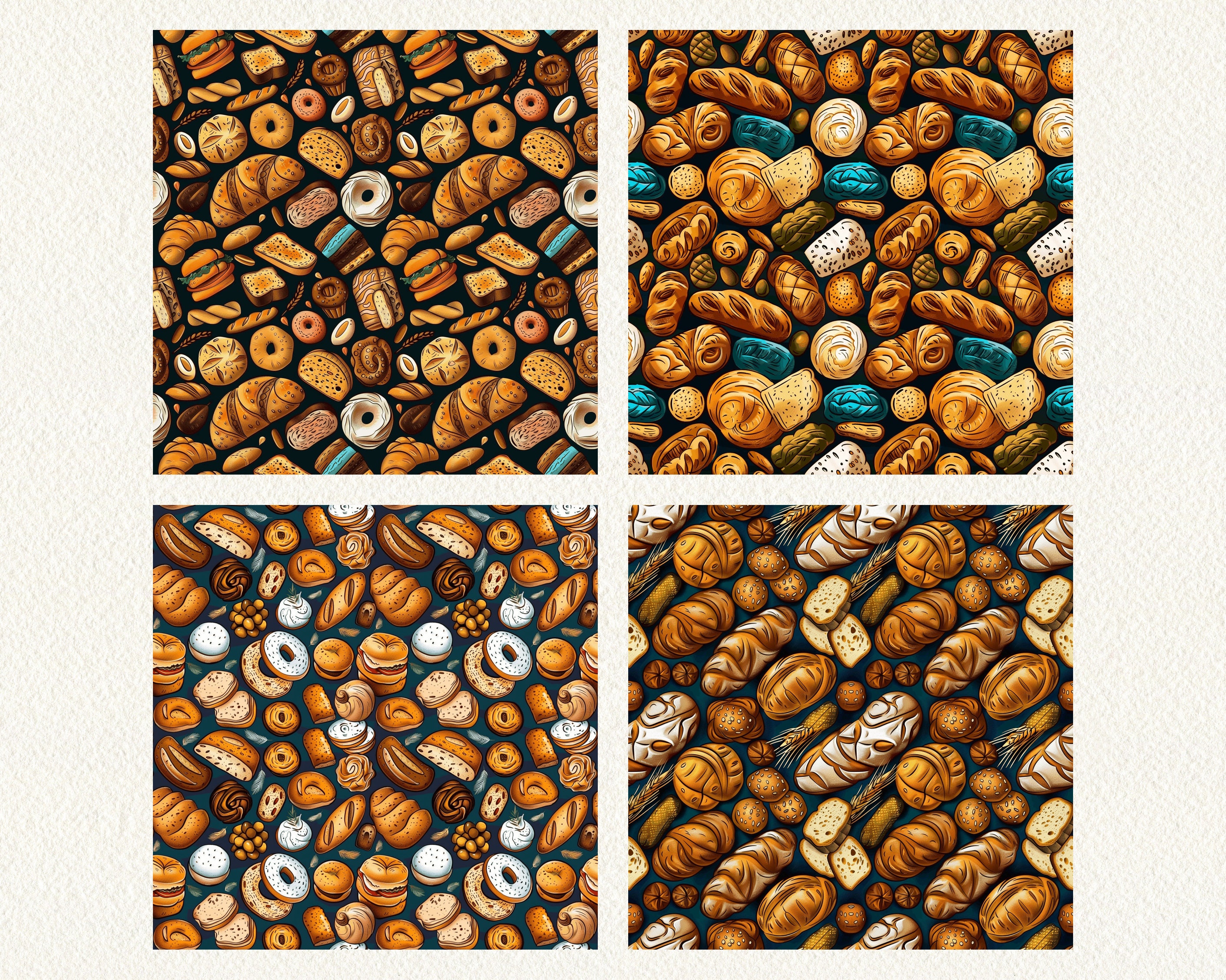 Bread Background Pattern Seamless Digital Papers - Printable Scrapbook ...