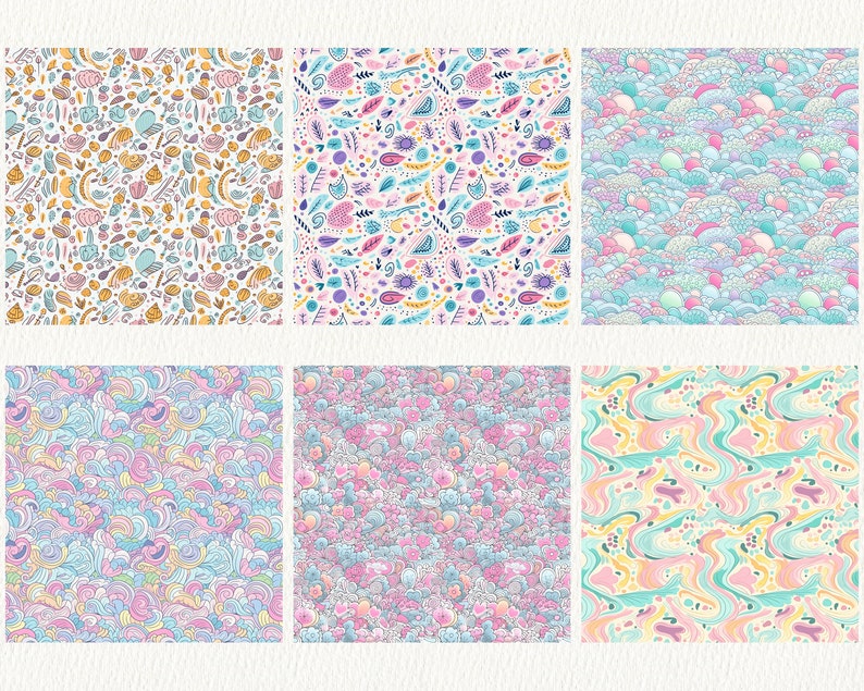 Pastel Doodle Pattern Seamless Digital Papers - Tile Patterns Printable ...