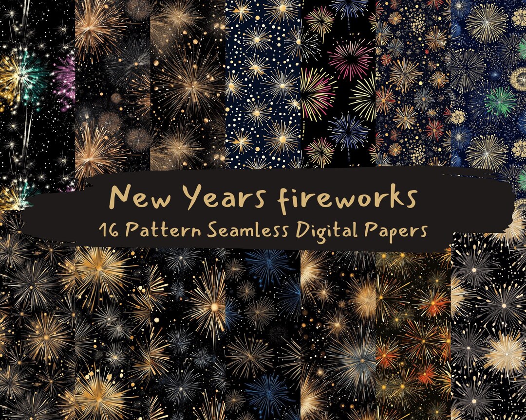 New Years Fireworks Pattern Seamless Digital Papers - Printable ...