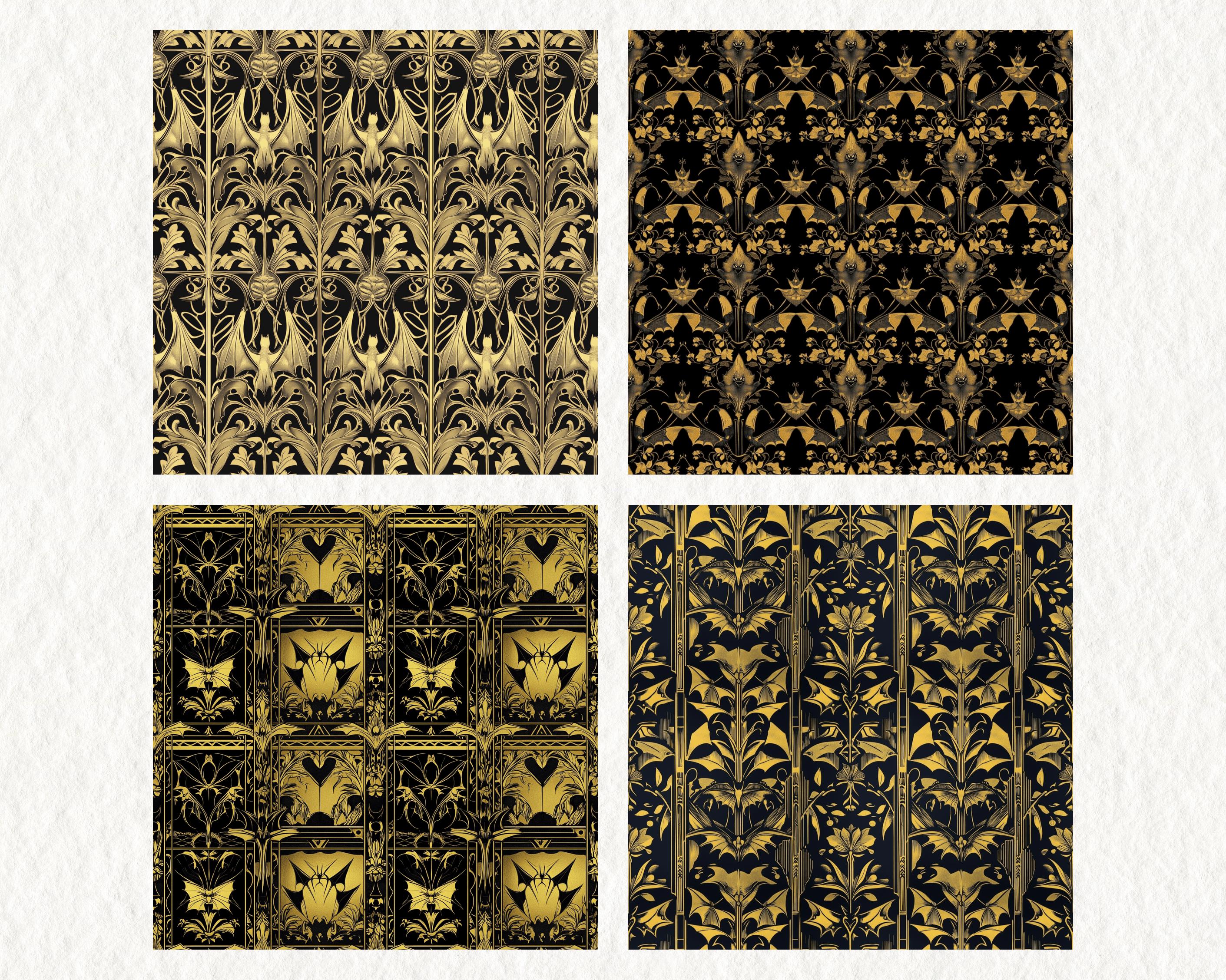 Golden Gothic Pattern Seamless Digital Papers - Printable Scrapbook ...