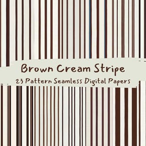 Carta digitale senza cuciture con motivo a strisce marrone crema - carta per scrapbooking stampabile png download immediato uso commerciale 300 dpi