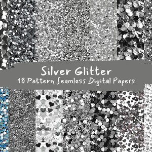 Silver Glitter Pattern Seamless Digital Papers - Printable Scrapbook ...