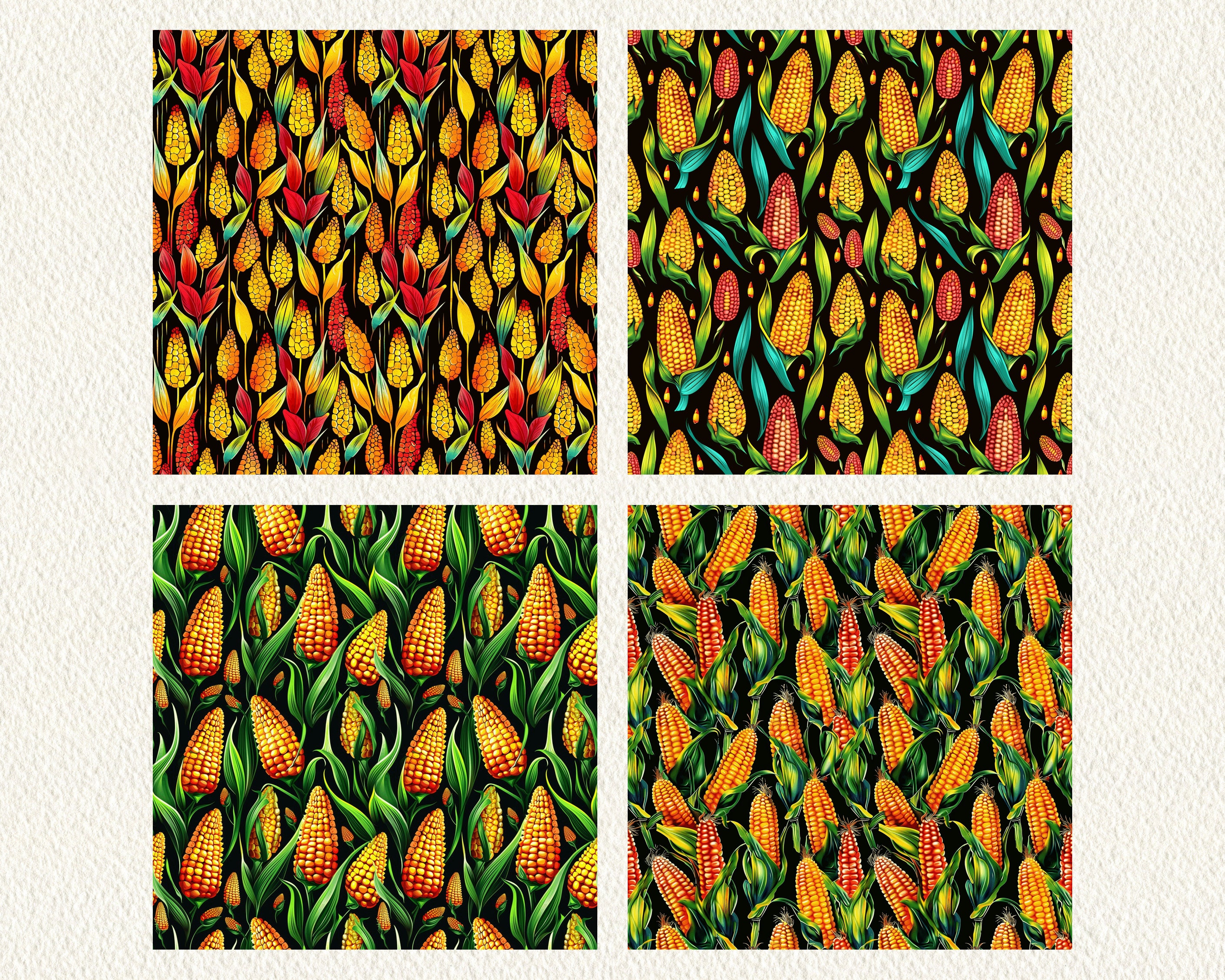 Red Corn Pattern Corn Backgrounds Pattern Seamless Digital Papers - Printable Scrapbook ...