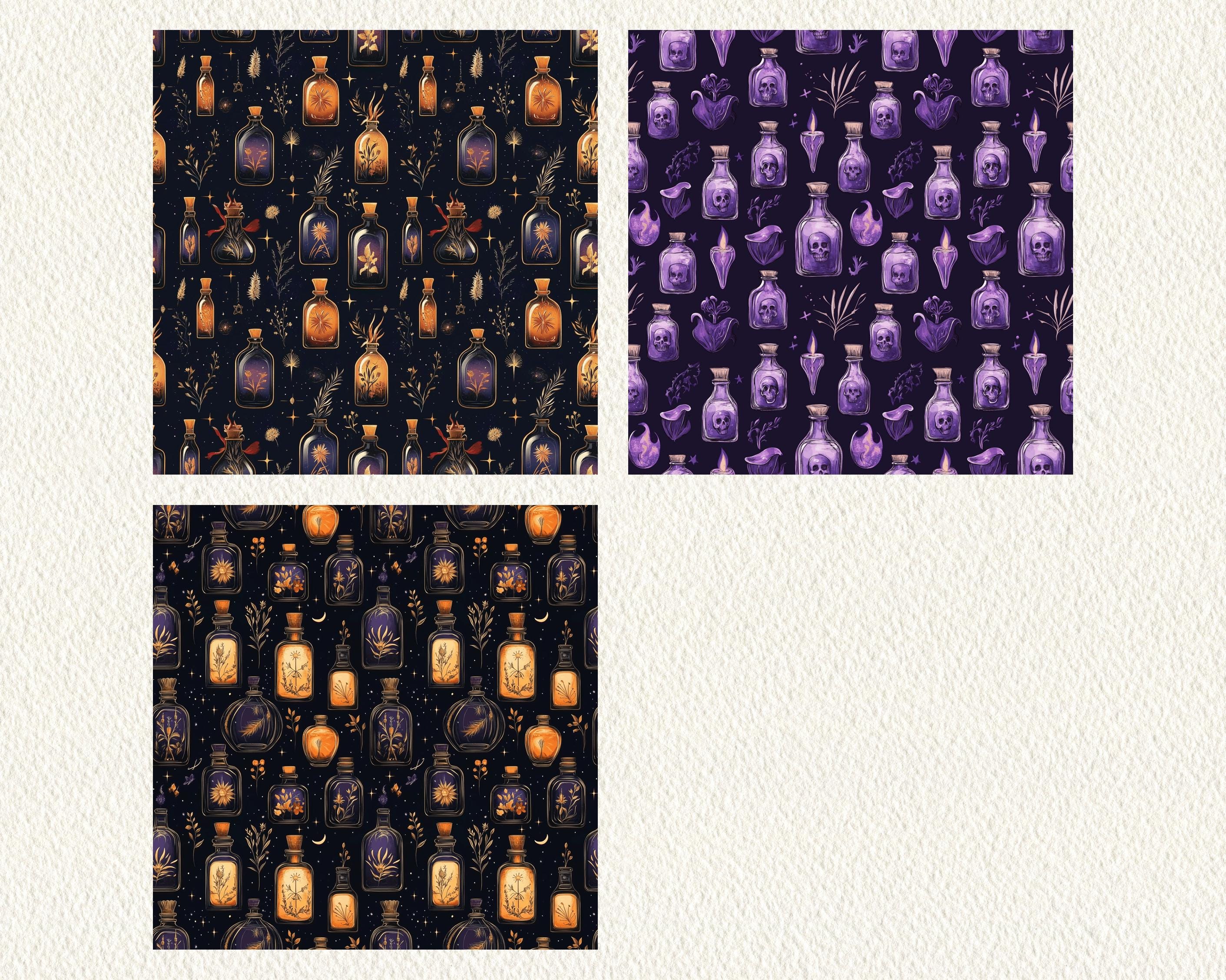 Shield Potion Pattern Witchy Spell Potion Pattern Seamless Digital Papers - Printable ...