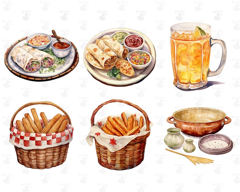 Mexican Cuisine Digital Printable Clipart Bundle in PNG Format ...
