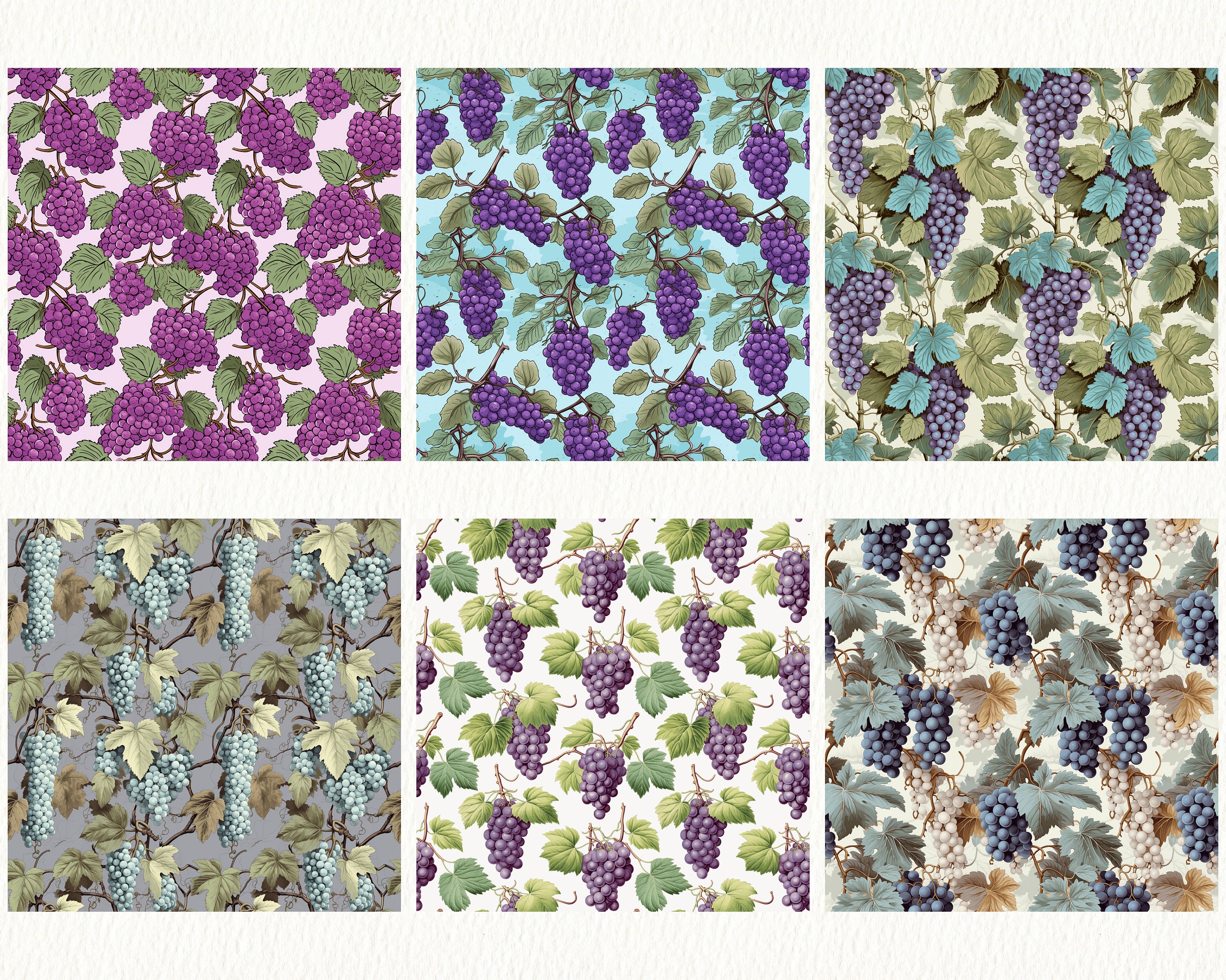 Grape Pattern Seamless Digital Papers - Tile Patterns Printable ...