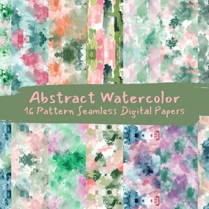 Abstract Watercolor Pattern Seamless Digital Papers - printable scrapbook paper instant download, commercial use, 300dpi