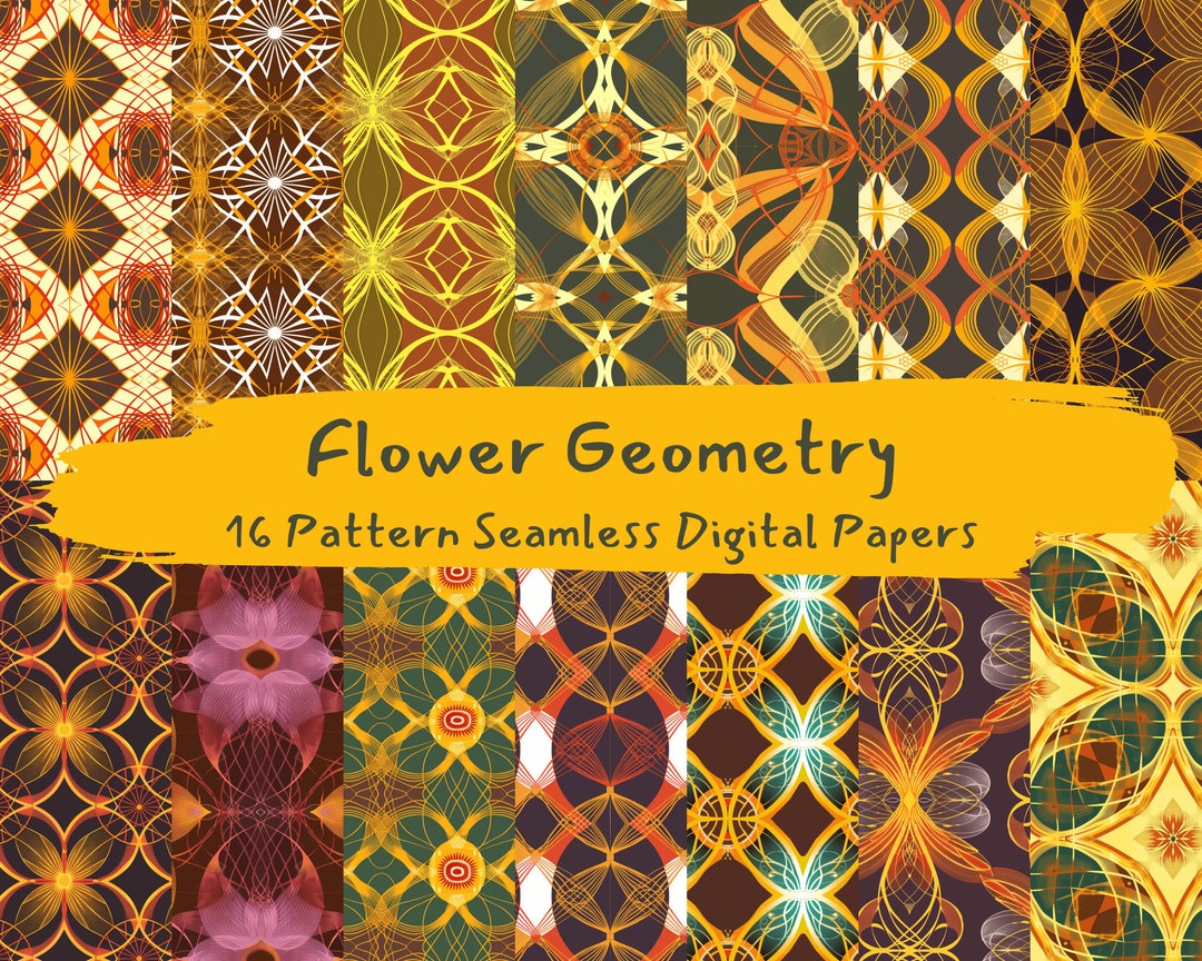 Flower Geometry Pattern Seamless Digital Papers - Printable Scrapbook ...