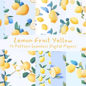Zitrone-Frucht-Gelb-Muster nahtlose digitale Papiere - printable Scrapbook Papier png sofortiger Download kommerzielle Nutzung 300dpi
