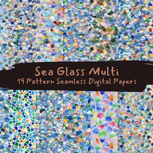 Sea Glass Multi Pattern Seamless Digital Papers - printable scrapbook paper png instant download commercial use 300dpi