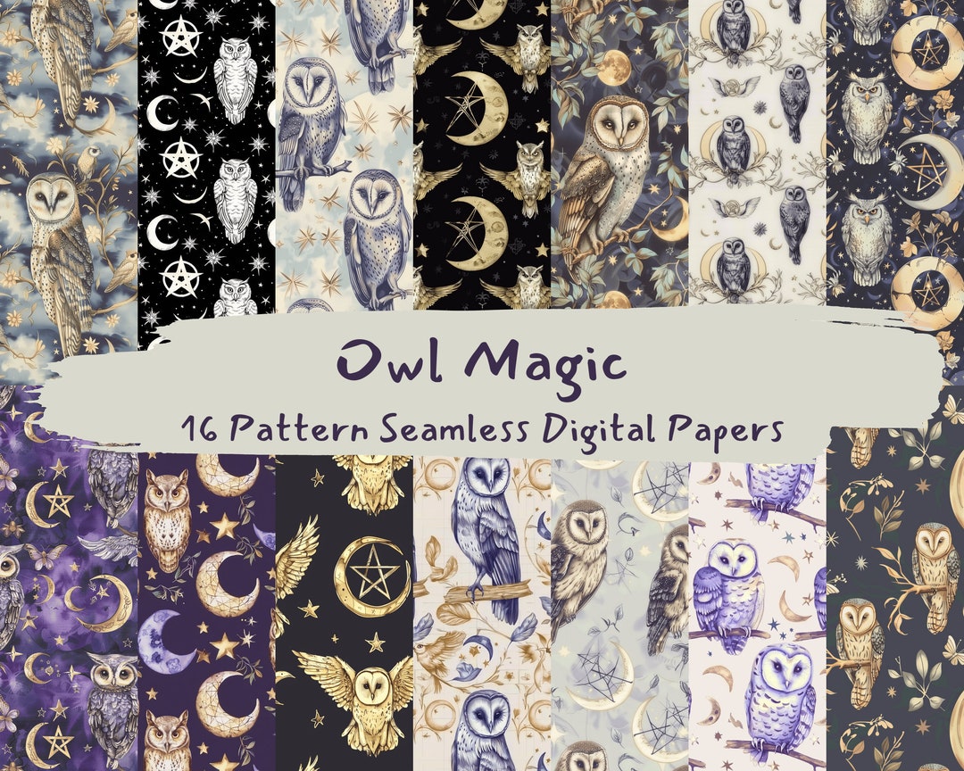 Owl Magic Pattern Seamless Digital Papers - Printable Scrapbook Paper ...