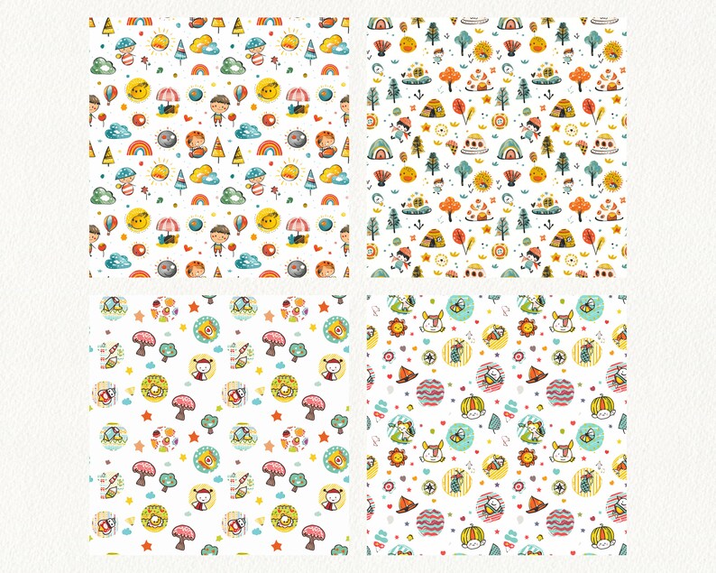 Fun Pappers Kids Outdoor Fun Pattern Seamless Digital Papers - Printable Scrapbook ...