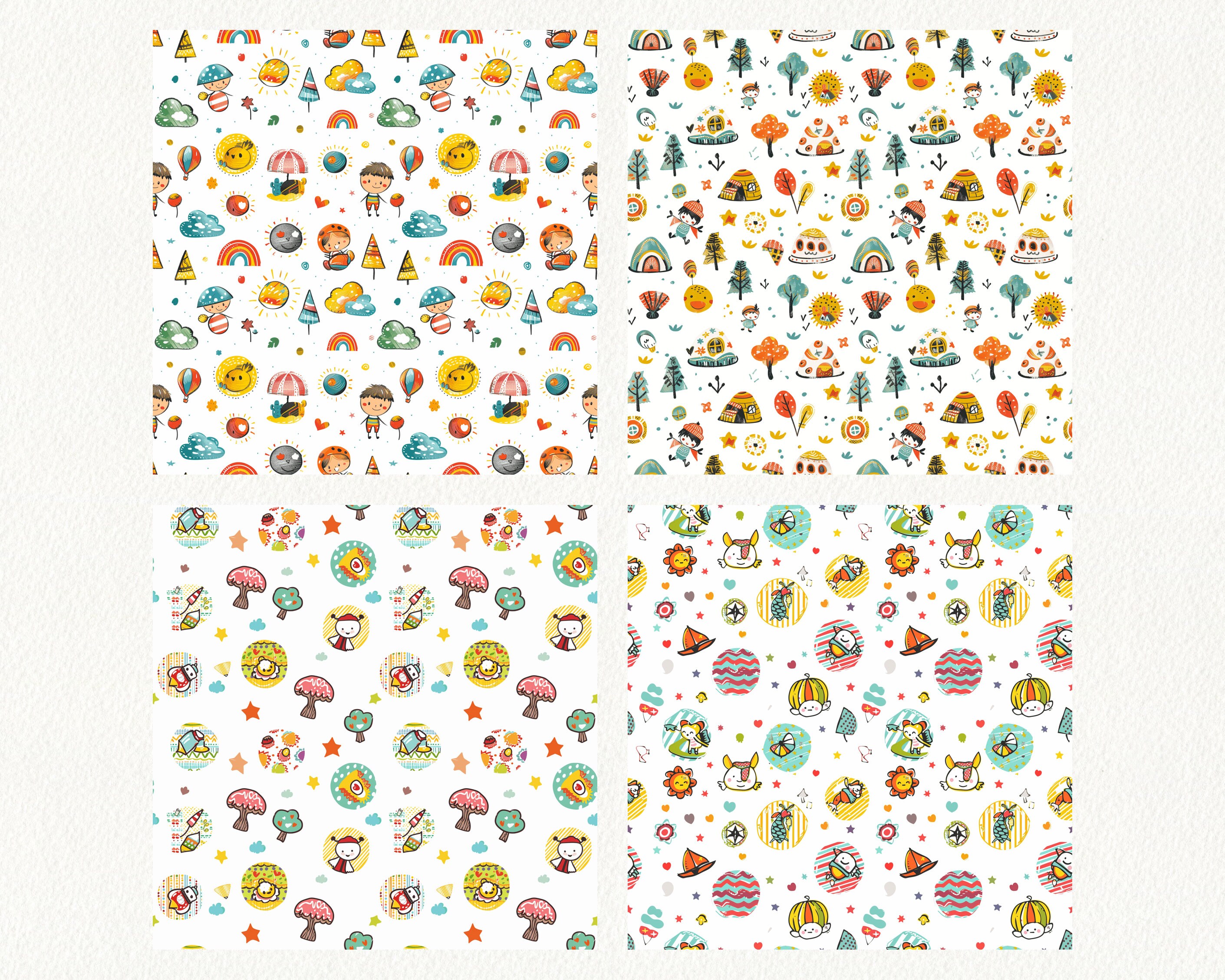 Kids Outdoor Fun Pattern Seamless Digital Papers - Printable Scrapbook ...