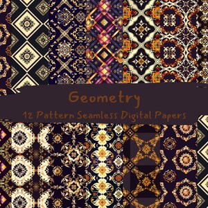 Geometry Pattern Seamless Digital Papers - printable scrapbook paper instant download, commercial use, 300dpi