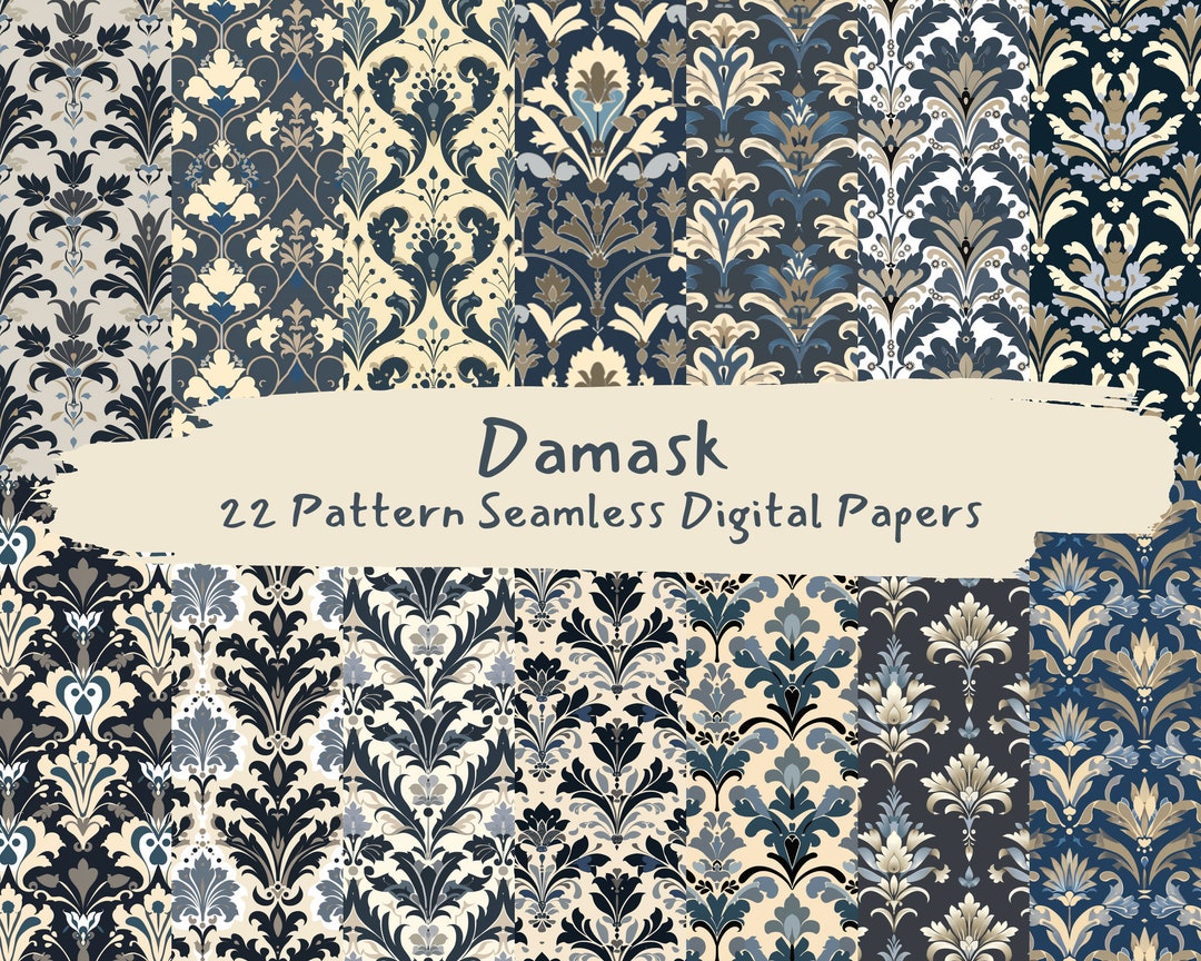 Damask Pattern Seamless Digital Papers - Printable Scrapbook Paper ...