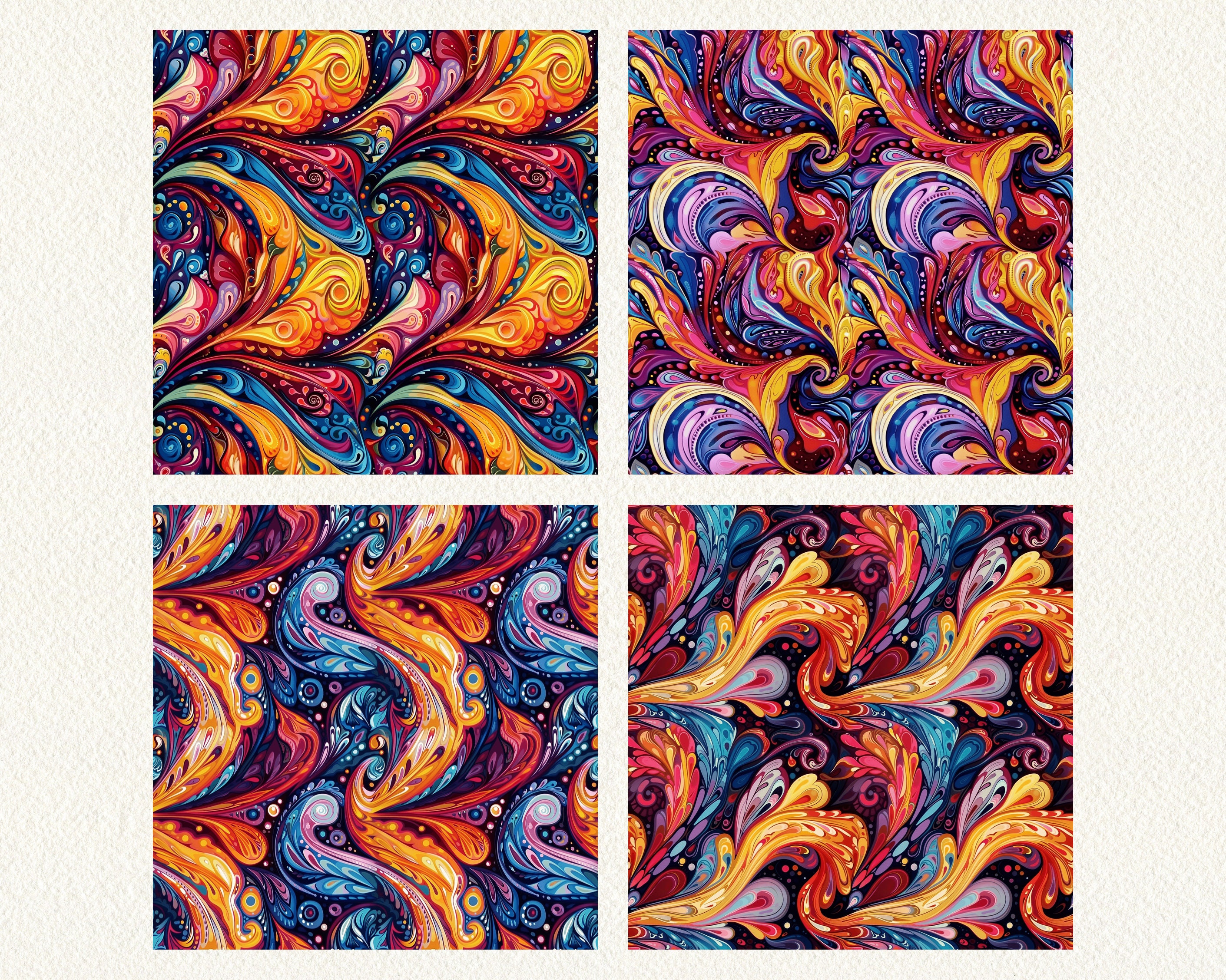 Colorful Paisley Pattern Seamless Digital Papers - Printable Scrapbook ...