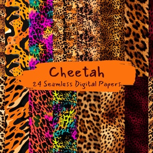 Cheetah Print Digital Paper - seamless tile patterns printable scrapbook paper instant download for commercial use