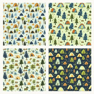 Camping Pattern Seamless Digital Papers - Printable Scrapbook Paper Png ...