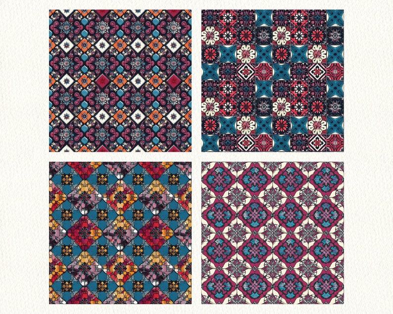 Gothic Patchwork Pattern Seamless Digital Papers - printable scrapbook paper instant download, commercial use, 300dpi image 4
